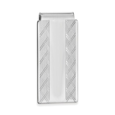 Kelly Waters Hinged Money Clip with X pattern Sides Rhodium-plated KW710, MPN: KW710, 191101055157