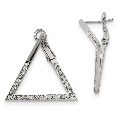 Crystal Triangle Omega Back Earrings Stainless Steel Polished SRE1018 by Chisel, MPN: SRE1018, 1911…