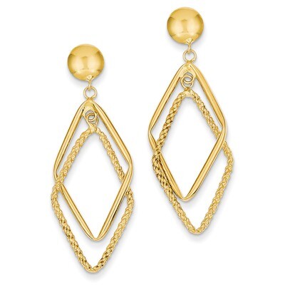 Patterned Diamond Shaped Post Earrings 14k Gold Polished TC495, MPN: TC495, 191101372001