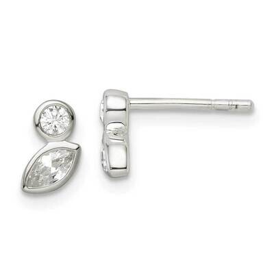 CZ Diamond Post Earrings Sterling Silver Polished QE15671, MPN: QE15671, 196904153567