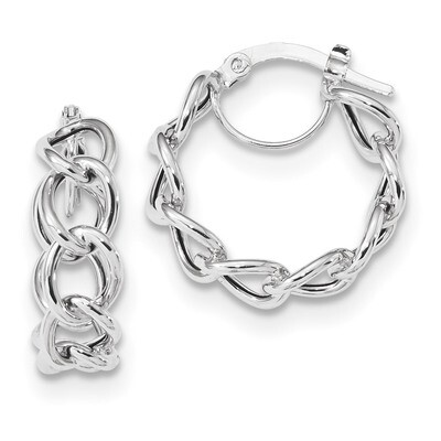 Cable Link Circle Hoop Earrings 14k White Gold Polished TF1283W, MPN: TF1283W, 191101143489