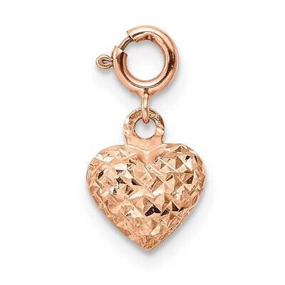Diamond-Cut Heart with Spring Ring Charm Pendant 14k Rose Gold C4830, MPN: C4830,