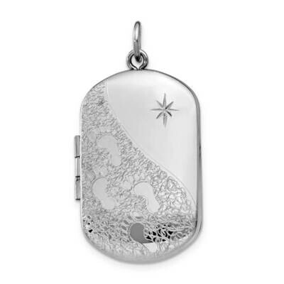 Footprints with Star Rectangular Locket Sterling Silver Rhodium-plated CMEI17873, MPN: CMEI17873,