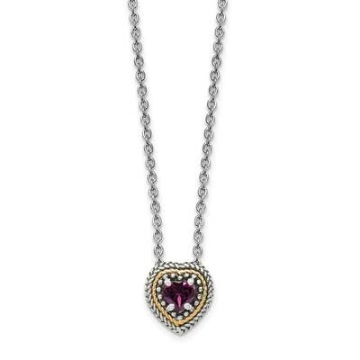 Rhodolite Garnet Heart Slide Sterling Silver with 14k Gold Accent QTC1680, MPN: QTC1680, 8839576225…