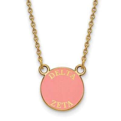 Delta Zeta Extra Small Enameled Pendant with 18 Inch Chain Gold-plated Silver GP012DZ-18, MPN: GP01…