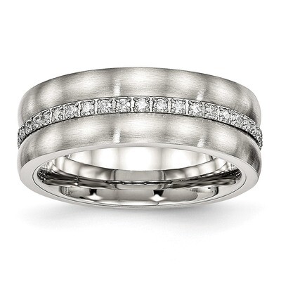 CZ Diamond Ring Stainless Steel Brushed and Polished SR542, MPN: SR542, 191101559891