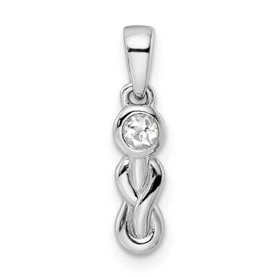 White Topaz Infinity Birthstone Pendant Sterling Silver Rhodium-plated QBPD34APR, MPN: QBPD34APR,