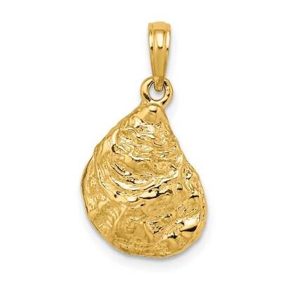 Oyster Shell Charm 14k Gold 3-D Textured K7626, MPN: K7626, 637218011667