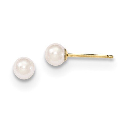 4-5mm Round White Saltwater Akoya Cultured Pearl Post Earrings 14k Gold XF491E, MPN: XF491E, 886774…