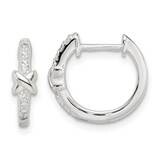 x CZ Diamond Hinged Hoop Earrings Sterling Silver Polished QE15956, MPN: QE15956, 196904151259