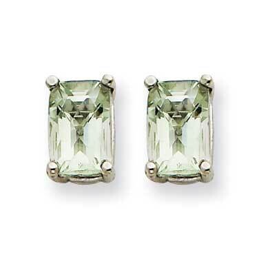 6x4mm Octagon Checker-Cut Green Quartz Earrings 14k White Gold XE65WCG, MPN: XE65WCG, 883957095042