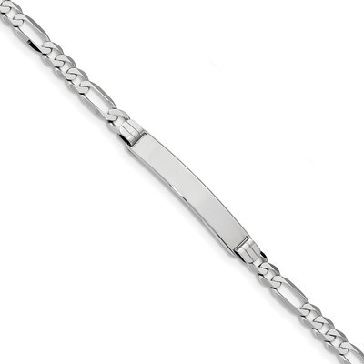7 Inch Figaro Link ID Bracelet 14k white Gold LID78W-7, MPN: LID78W-7, 883957761732