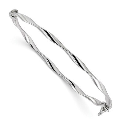 Twisted Hinged Bangle Sterling Silver Rhodium-plated Polished QB1094, MPN: QB1094, 191101107306