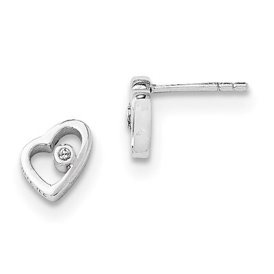 .02Ct Diamond Heart Earrings Sterling Silver QW155, MPN: QW155, 883957314815