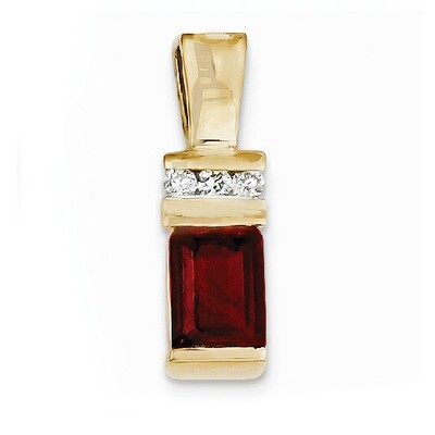Rhodolite Garnet Diamond slide 14k Gold 8x6mm Emerald Cut XS799RG/A, MPN: XS799RG/A, 883957193243