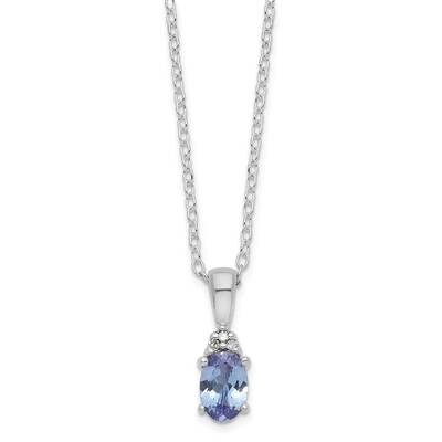 Sterling Silver Tanzanite and Diamond Necklace PXS2863/TANZ-SSAS45