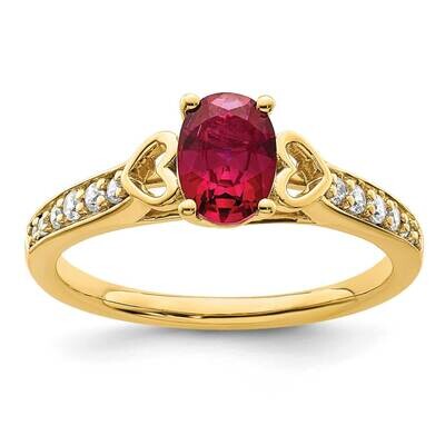 Side Hearts Ruby and Diamond Ring 14k Gold Polished RM8432-RU-100-YA, MPN: RM8432-RU-100-YA,