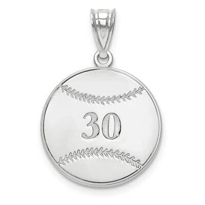 Baseball Number And Name Pendant 14k White Gold Laser XNA697W, MPN: XNA697W,