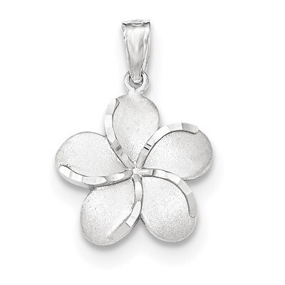 Satin Diamond -cut Plumeria Pendant 14k White Gold Polished K5315, MPN: K5315, 886774616681