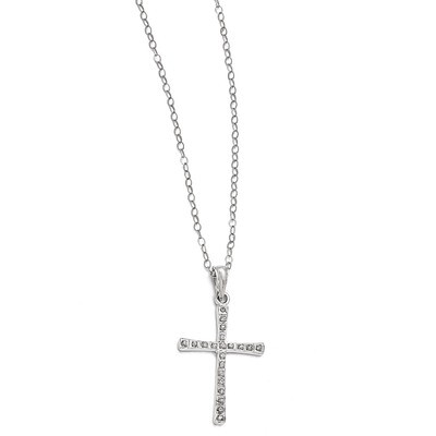 Mystique 18 Inch Cross Necklace Sterling Silver with Diamonds QDF112, MPN: QDF112, 191101187230