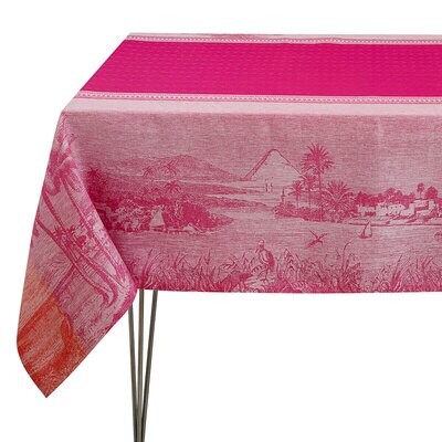 Le Jacquard Francais Tablecloth Croisiere Sur Nil Pink100% Linen 69 x 126 Inch 26756, MPN: 26756, 3…