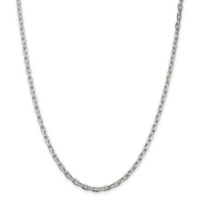 3.95mm Beveled Oval Cable Chain 26 Inch Sterling Silver QCA120-26, MPN: QCA120-26,