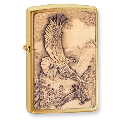 Zippo Where Eagles Dare Emblem Brushed Brass Lighter GL8399, MPN: GL8399, 41689208547