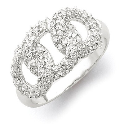 Three Interlocking Diamond Circles Ring Sterling Silver Polished QR2748, MPN: QR2748, 883957436609