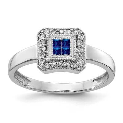 Square Design Sapphire &amp; Diamond Ring 14k White Gold RM5763-SA-013-WA, MPN: RM5763-SA-013-WA, 88395…