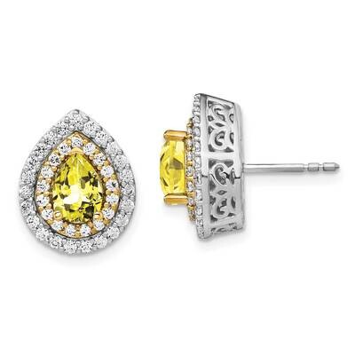 Created Yellow Sapphire Earrings 14k Two-tone Gold Lab Grown Diamond EM7502-CYS-090-WYLG, MPN: EM75…