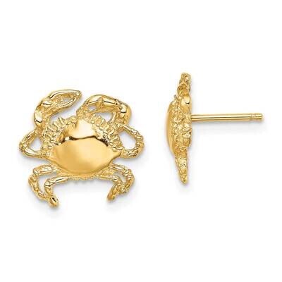 Polished Crab Post Earrings 14k Gold 2-D TE770, MPN: TE770, 637218033546