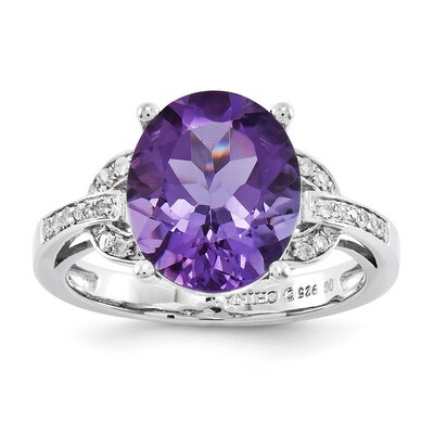 Amethyst &amp; Diamond Ring Sterling Silver QR3320AM, MPN: QR3320AM, 883957679587