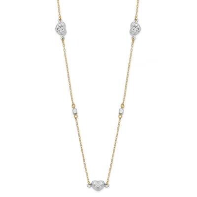 Polished Diamond-Cut Hearts Necklace 14k Two-Tone Gold SF2942-18, MPN: SF2942-18, 883957932880