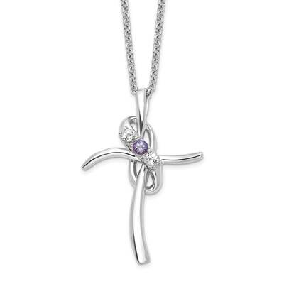 Survivor Clear &amp; Purple Swarovski Topaz Grace Cross Necklace Sterling Silver SV214SSPU-16, MPN: SV2…