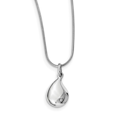 Teardrop Necklace Diamond Sterling Silver QW433-18, MPN: QW433-18, 883957955032