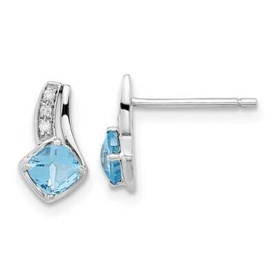 10k Gold White Gold Blue Topaz and Diamond Earrings EXS1655/BT-0WBS53