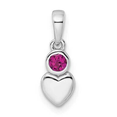 Rhodolite Garnet Heart Pendant Sterling Silver Rhodium-Plated Polished QBPD35JUN, MPN: QBPD35JUN,
