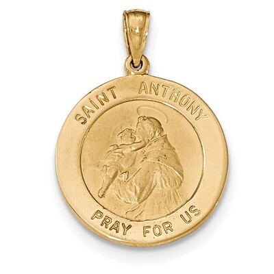 Saint Anthony Large Round Medal Pendant 14k Gold K5657, MPN: K5657, 637218169214