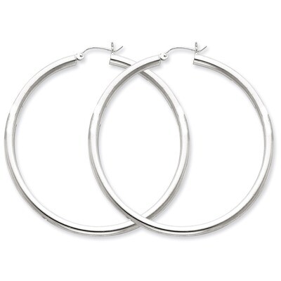 3mm Round Hoop Earrings Sterling Silver Rhodium-plated QE812, MPN: QE812, 883957940953