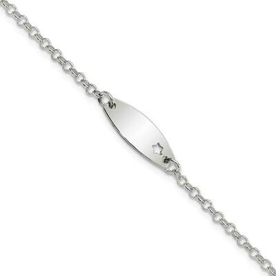 Childrens Polished Id with Star Bracelet Sterling Silver QID230-5.5, MPN: QID230-5.5, 196904164525