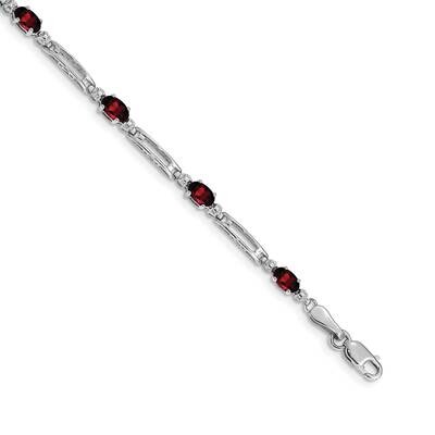 Garnet Bracelet 14k White Gold Diamond BM4492-GA-001-WA, MPN: BM4492-GA-001-WA, 883957205519