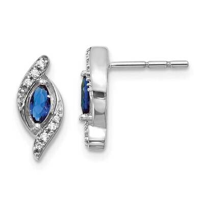 Sapphire Post Earrings 14k White Gold Diamond EM5594-SA-007-WA, MPN: EM5594-SA-007-WA, 883957858401