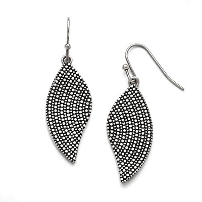 Polished Antiqued Wing Earrings - Stainless Steel SRE764 by Chisel, MPN: SRE764, 191101383557