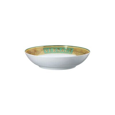 Versace Medusa Amplified Green Coin Rim Soup 8 1/2 Inch, MPN: 19335-403762-10322, 790955189140