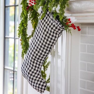 Crown Black Check Linen Stocking Stocking02