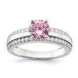 Pink with Ring Sterling Silver CZ Diamond QR7048, MPN: QR7048, 883957940618