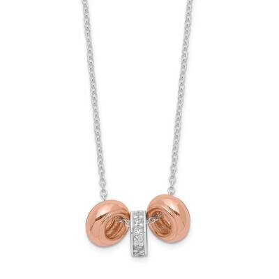 Rose-tone Necklace Sterling Silver CZ Diamond QG5140-16, MPN: QG5140-16, 886774081397