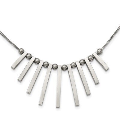 Bars and Beads 15.75 Inch with 1in. Ext Necklace Stainless Steel Polished SRN2217-15.25 by Chisel, …