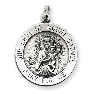 Our Lady of Mount Carmel Medal Antiqued Sterling Silver QC5578, MPN: QC5578, 191101183249