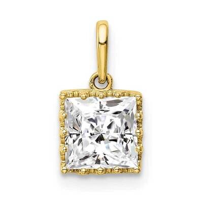 Polished Square CZ Diamond Pendant 10k Gold 10YC412, MPN: 10YC412, 883957831404